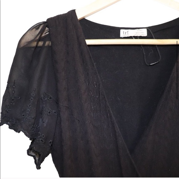 Zara TRF Black Boho Wrap Dress with Lace Detail - Picture 3 of 6
